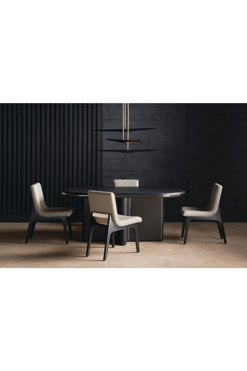 Chaise de salle à manger en cuir taupe | Caracole Starr | Oroa.fr
