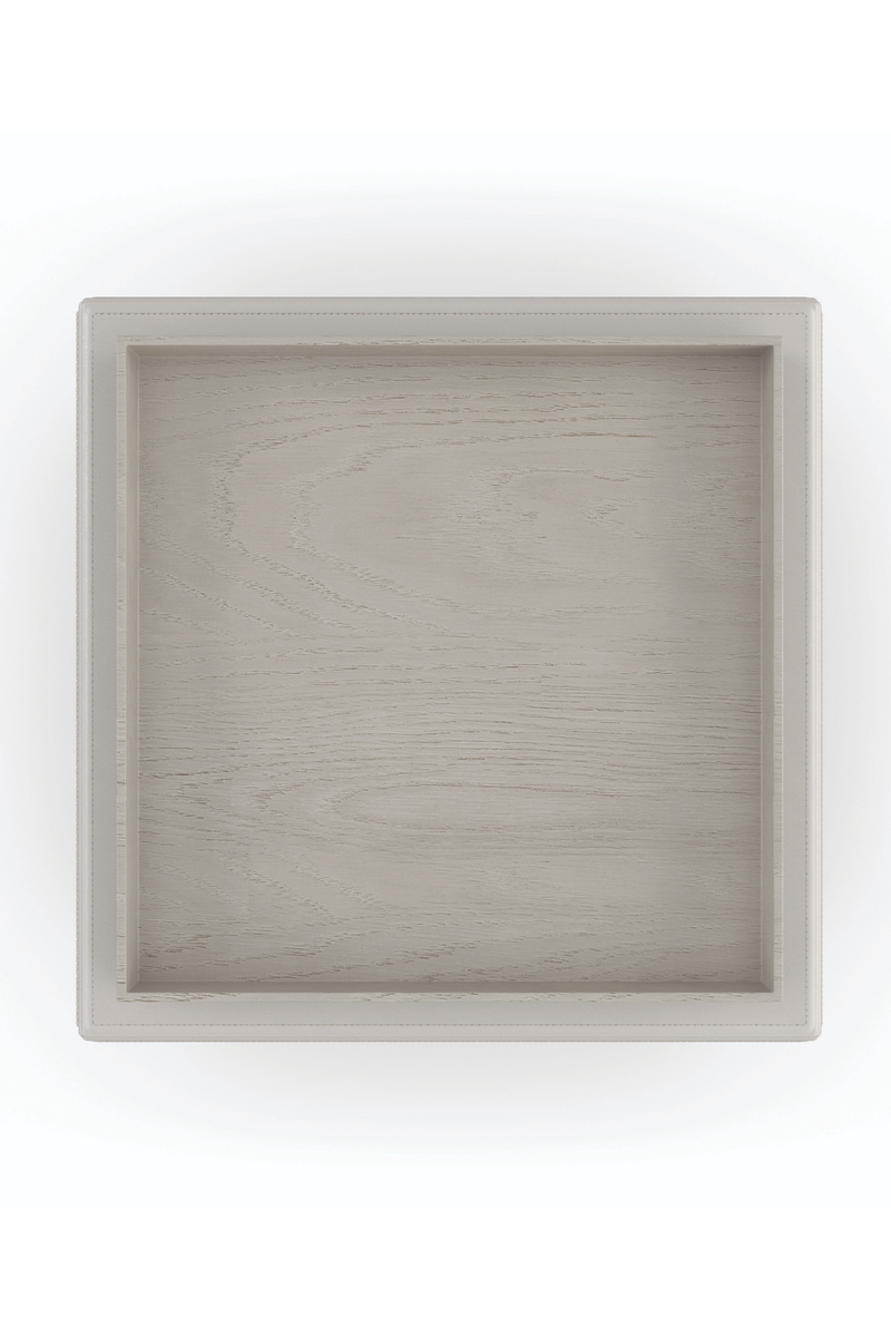 Table d’appoint en cuir taupe | Caracole Bindi | OROA.fr