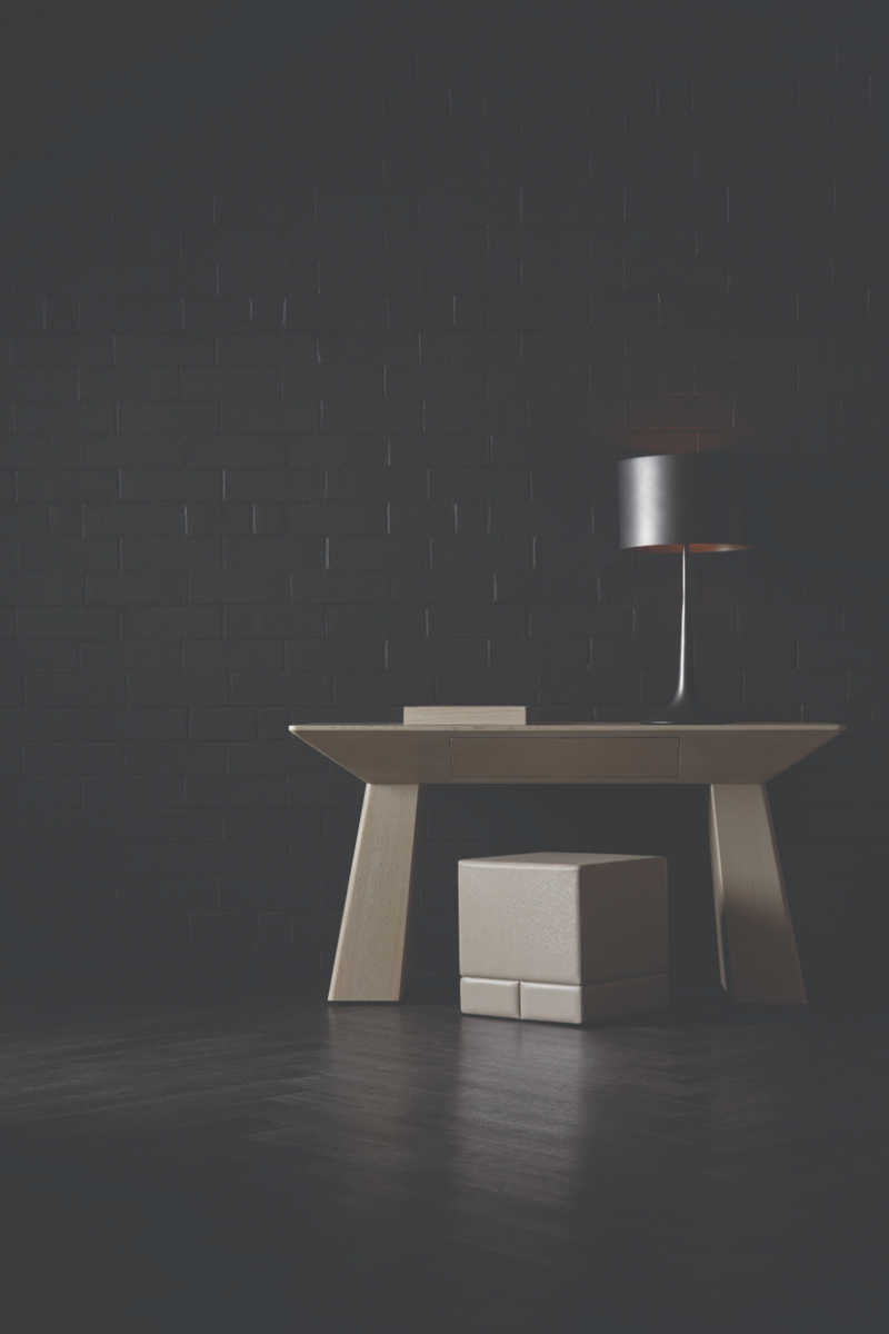 Table d’appoint en cuir taupe | Caracole Bindi | OROA.fr