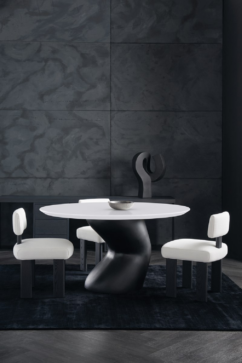 Chaise de salle à manger moderne en lin blanc | Caracole Perry | OROA.fr