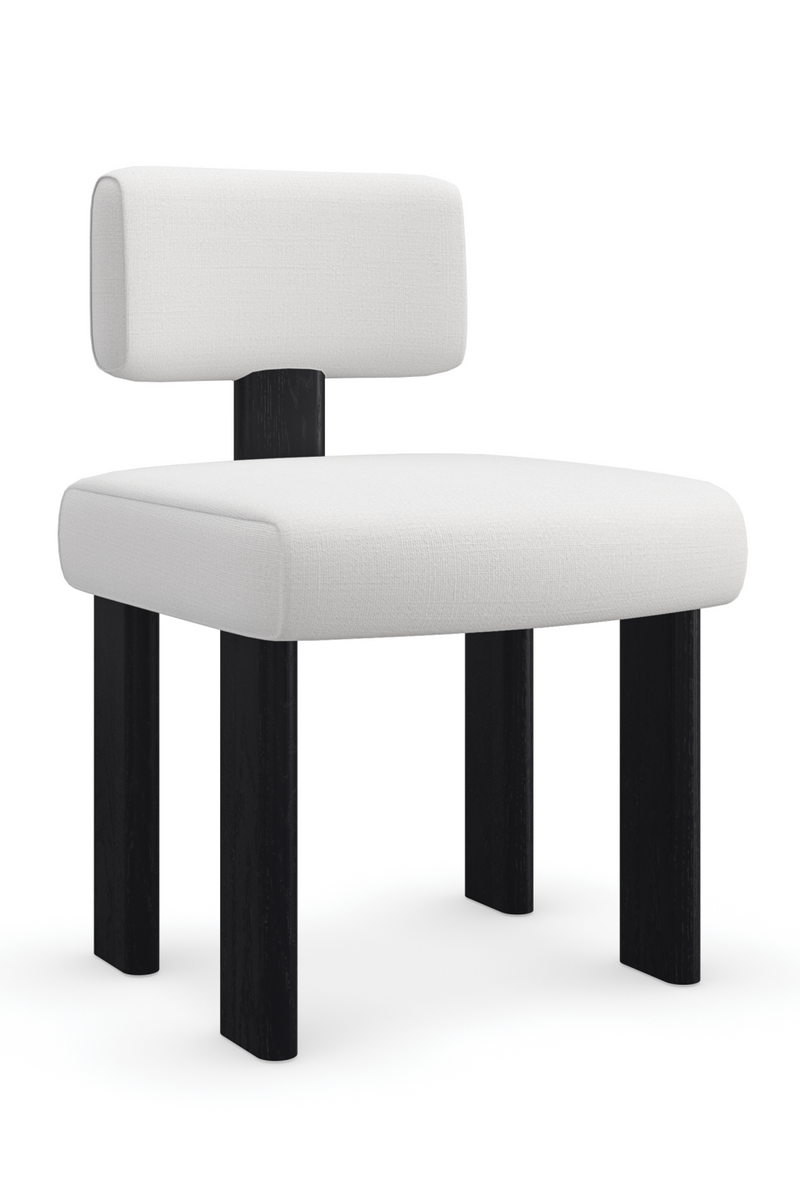 Chaise de salle à manger moderne en lin blanc | Caracole Perry | OROA.fr