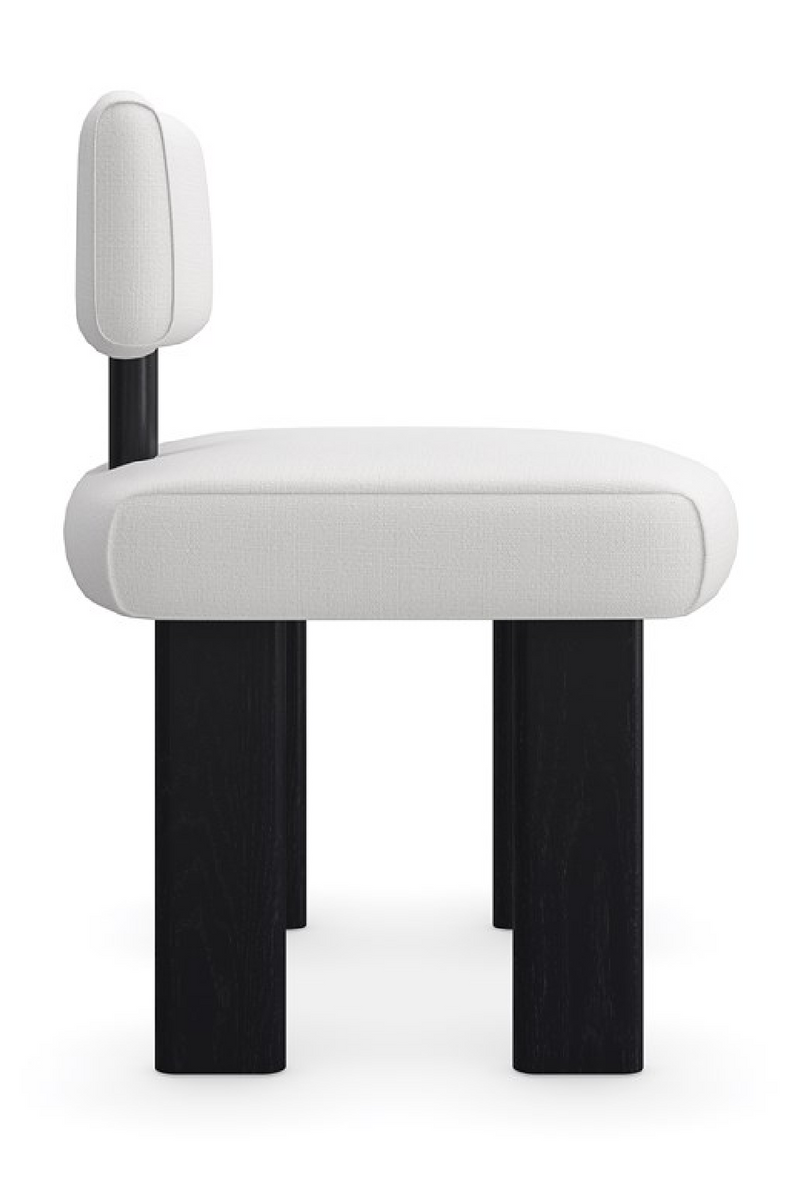 Chaise de salle à manger moderne en lin blanc | Caracole Perry | OROA.fr