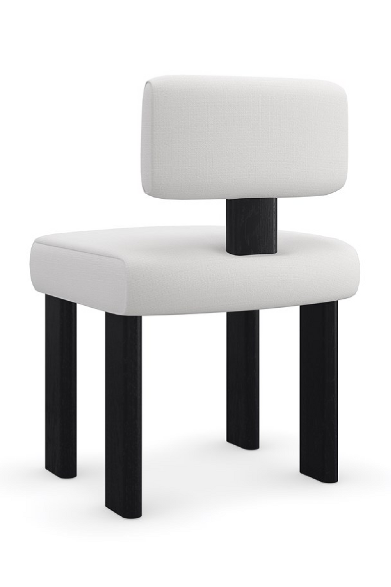 Chaise de salle à manger moderne en lin blanc | Caracole Perry | OROA.fr