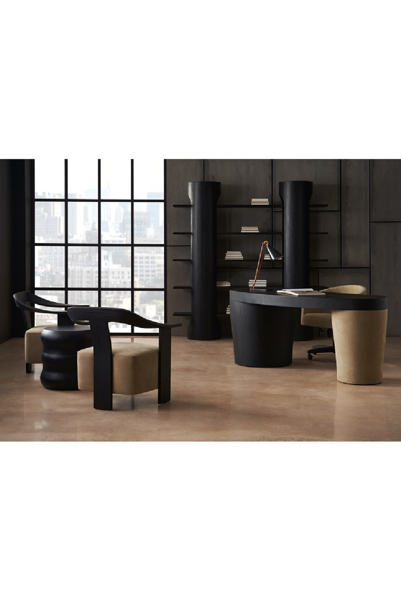 Chaise pivotante en suède à dossier ouvert | Caracole Blythe | OROA.fr