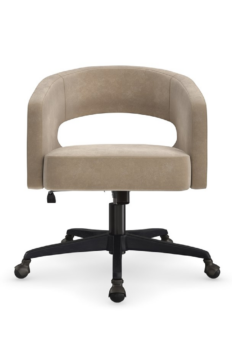 Chaise pivotante en suède à dossier ouvert | Caracole Blythe | OROA.fr