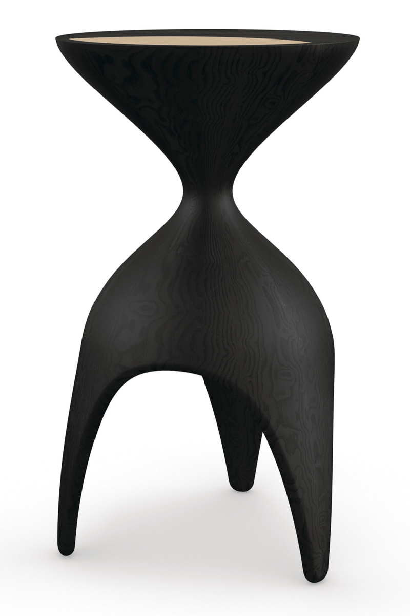 Table d'appoint en basalte noir | Caracole Quinn | Meubleluxe.fr