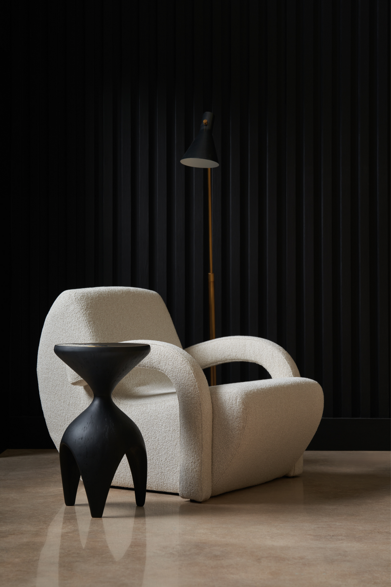 Fauteuil d’appoint en bouclé blanc | Caracole Leo | Oroa.fr