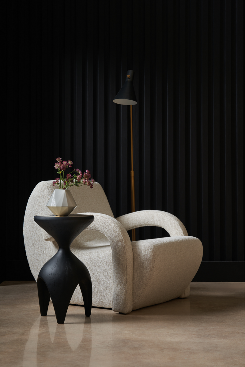 Fauteuil d’appoint en bouclé blanc | Caracole Leo | Oroa.fr