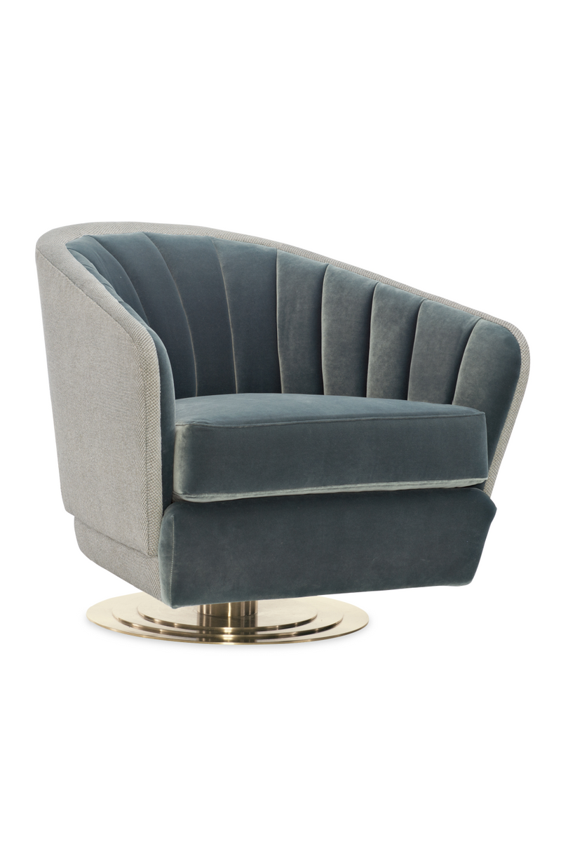 Fauteuil Pivotant Turquoise à Cannelures | Caracole Concentric | Oroa.fr