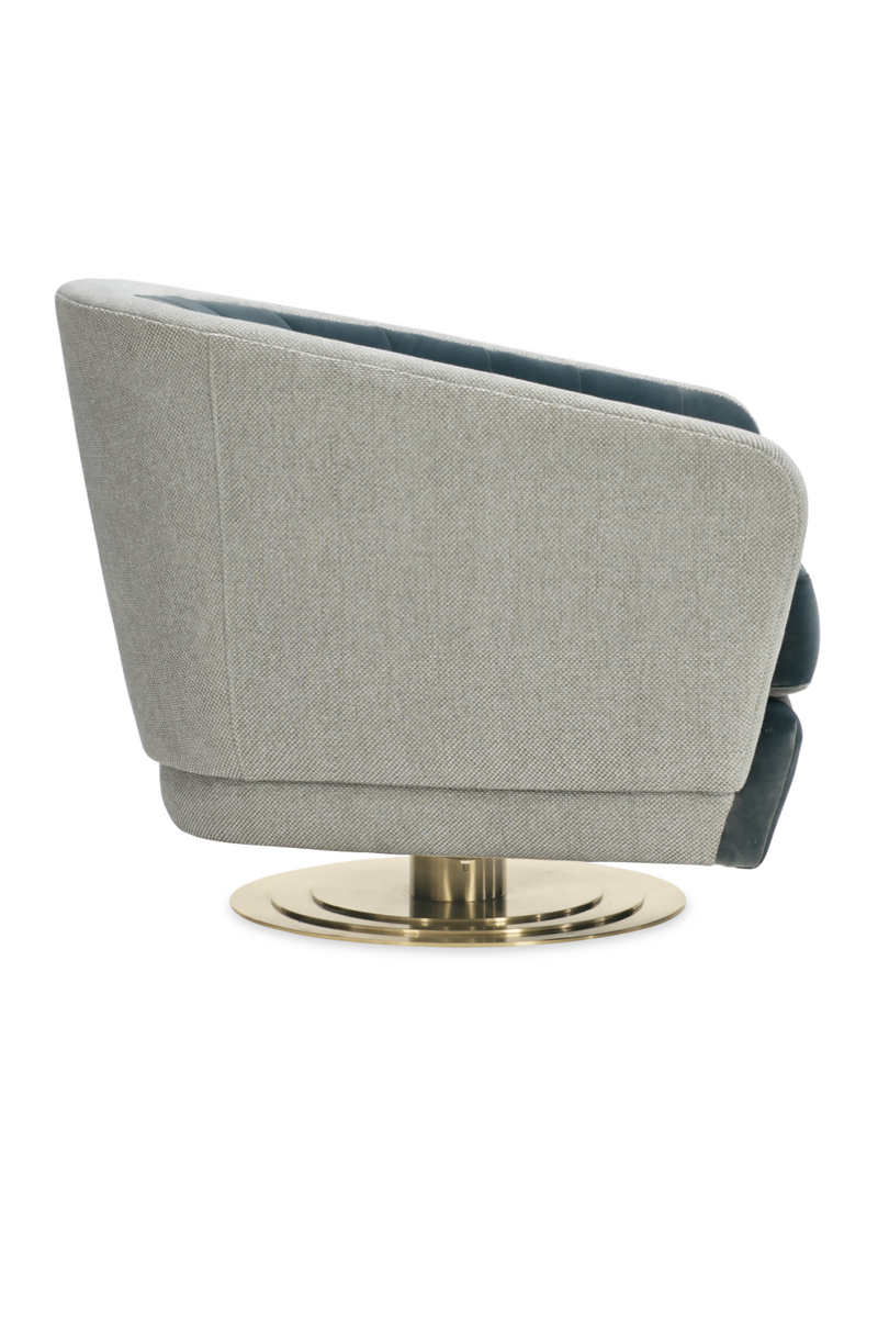 Fauteuil Pivotant Turquoise à Cannelures | Caracole Concentric | Oroa.fr