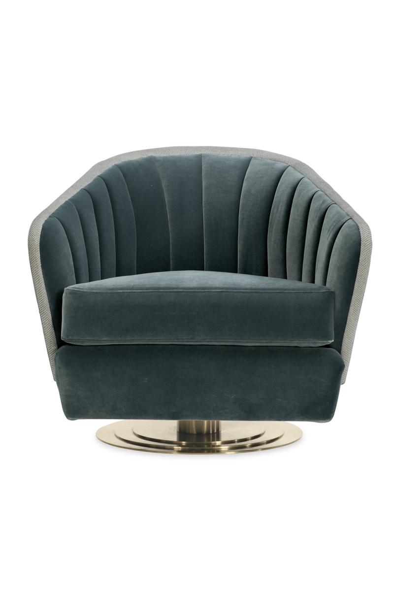 Fauteuil Pivotant Turquoise à Cannelures | Caracole Concentric | Oroa.fr