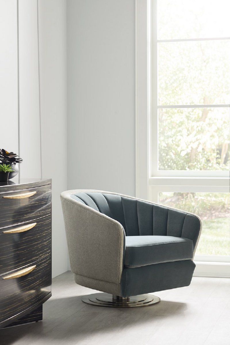 Fauteuil Pivotant Turquoise à Cannelures | Caracole Concentric | Oroa.fr