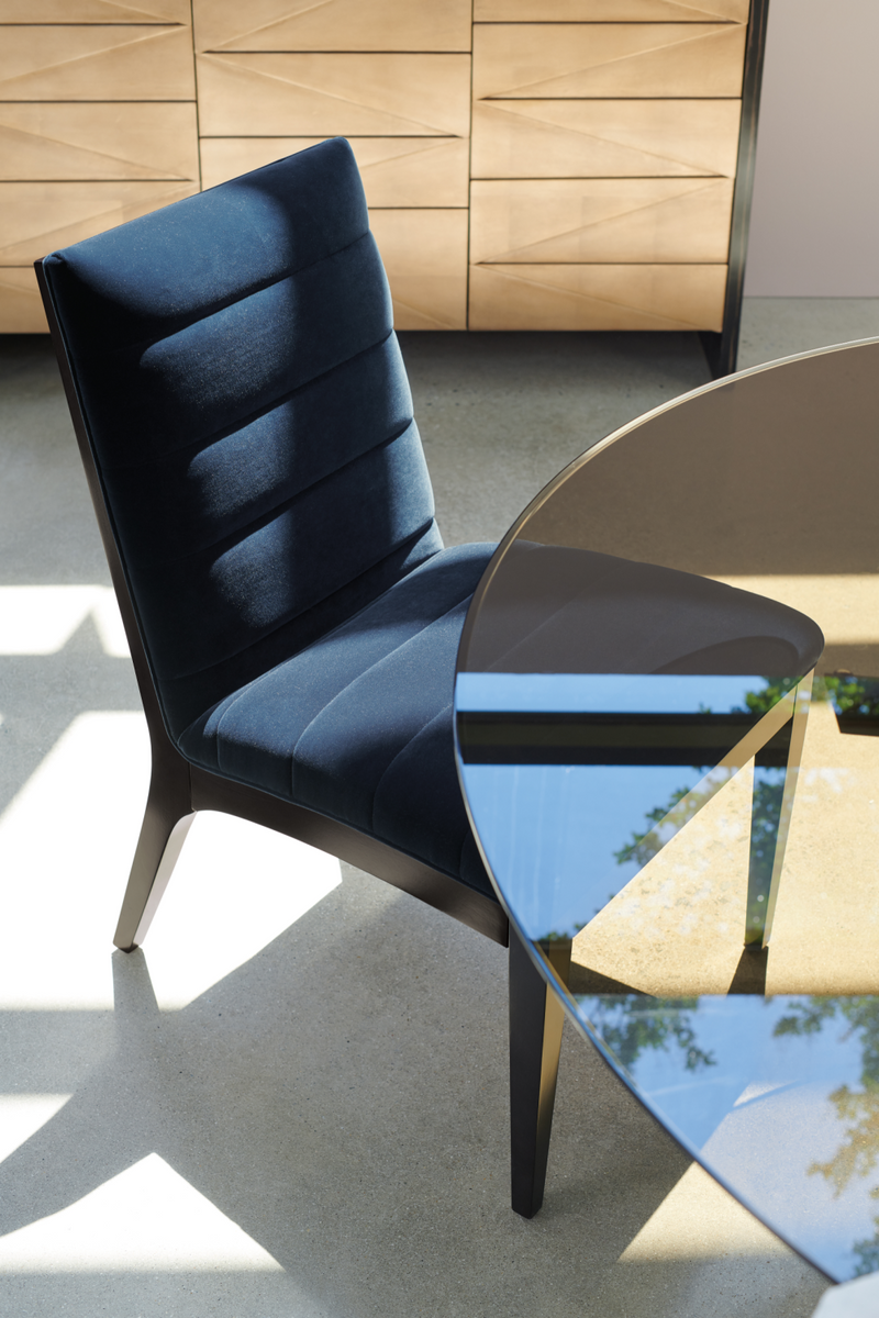 Ensemble de chaises latérales bleu à cannelures (2) | Caracole Edge | OROA.fr