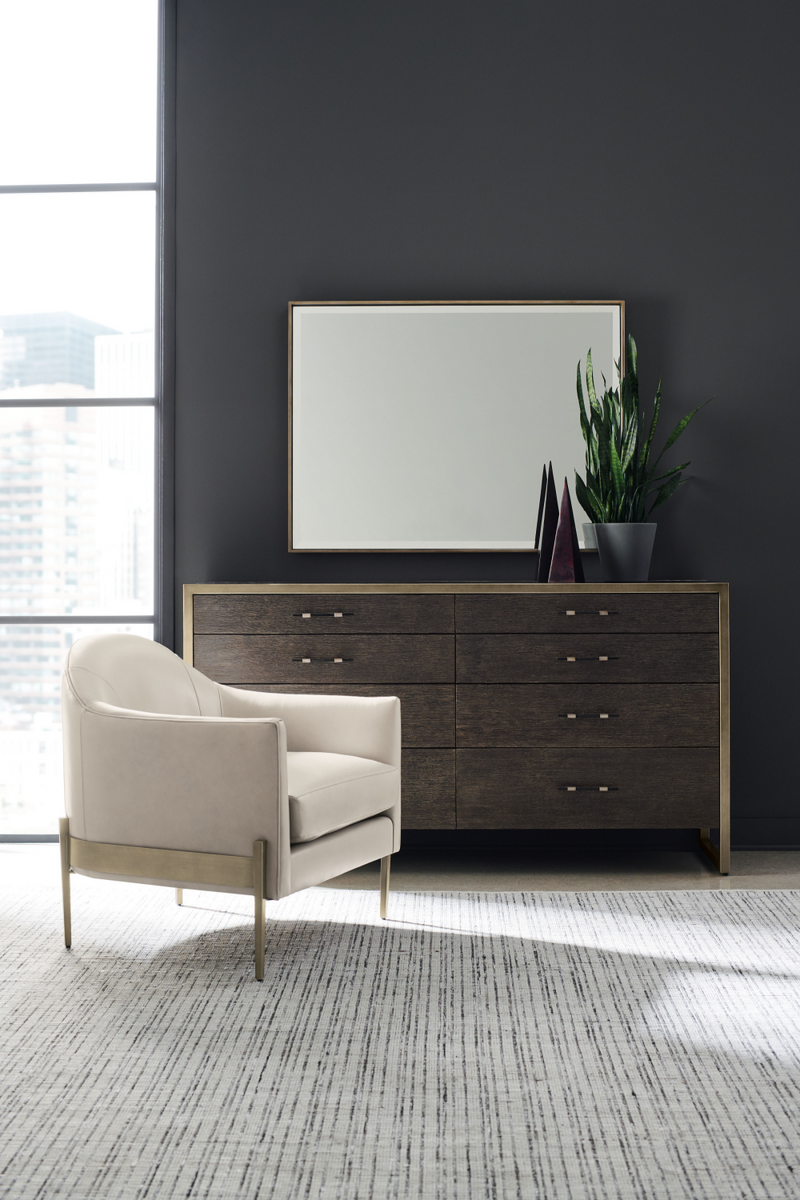Taupe Leather Lounge Chair | Caracole Rebound | OROA