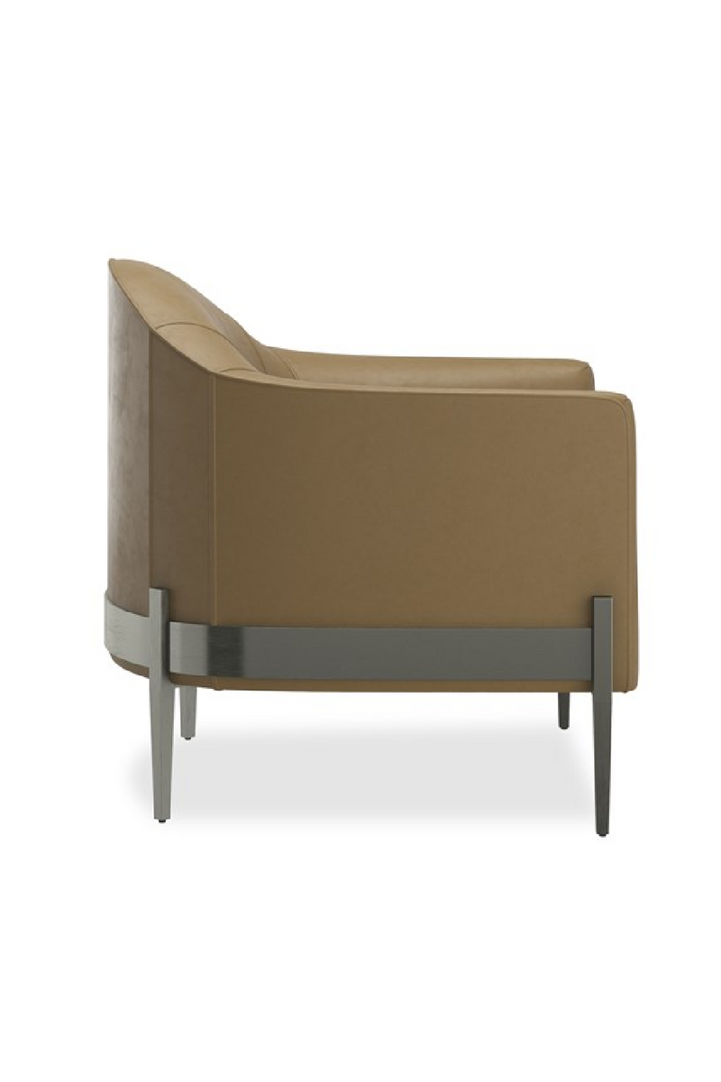 Fauteuil d’appoint en cuir brun | Caracole Rebound | OROA.fr