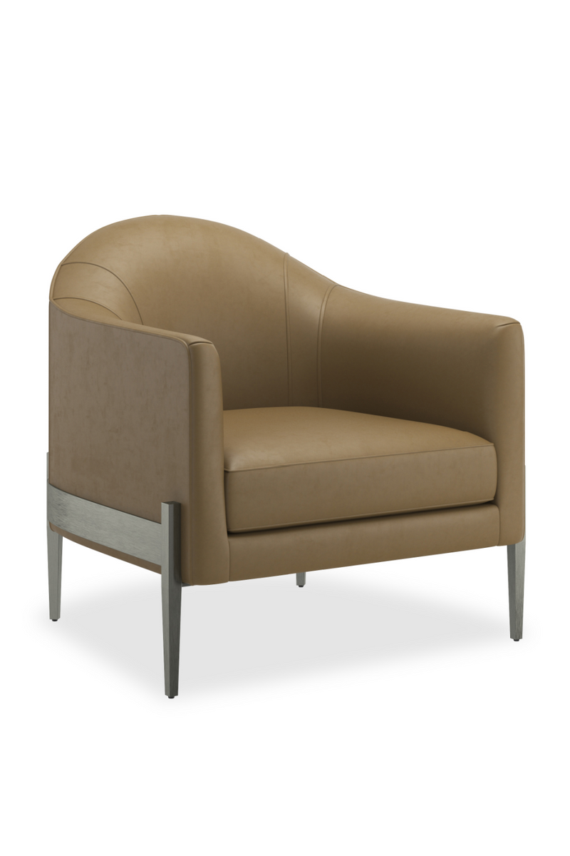 Fauteuil d’appoint en cuir brun | Caracole Rebound | OROA.fr