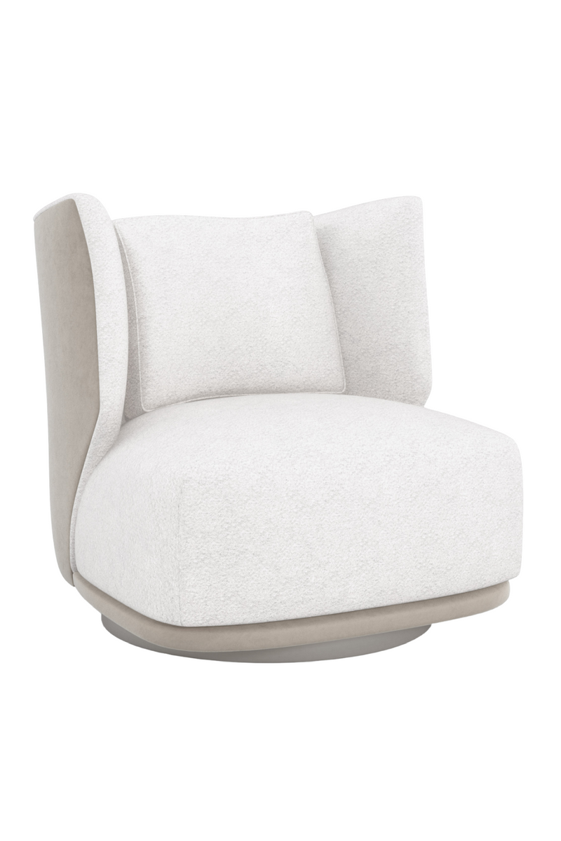 Fauteuil Pivotant en Bouclé Blanc | Caracole Seville | Oroa.fr