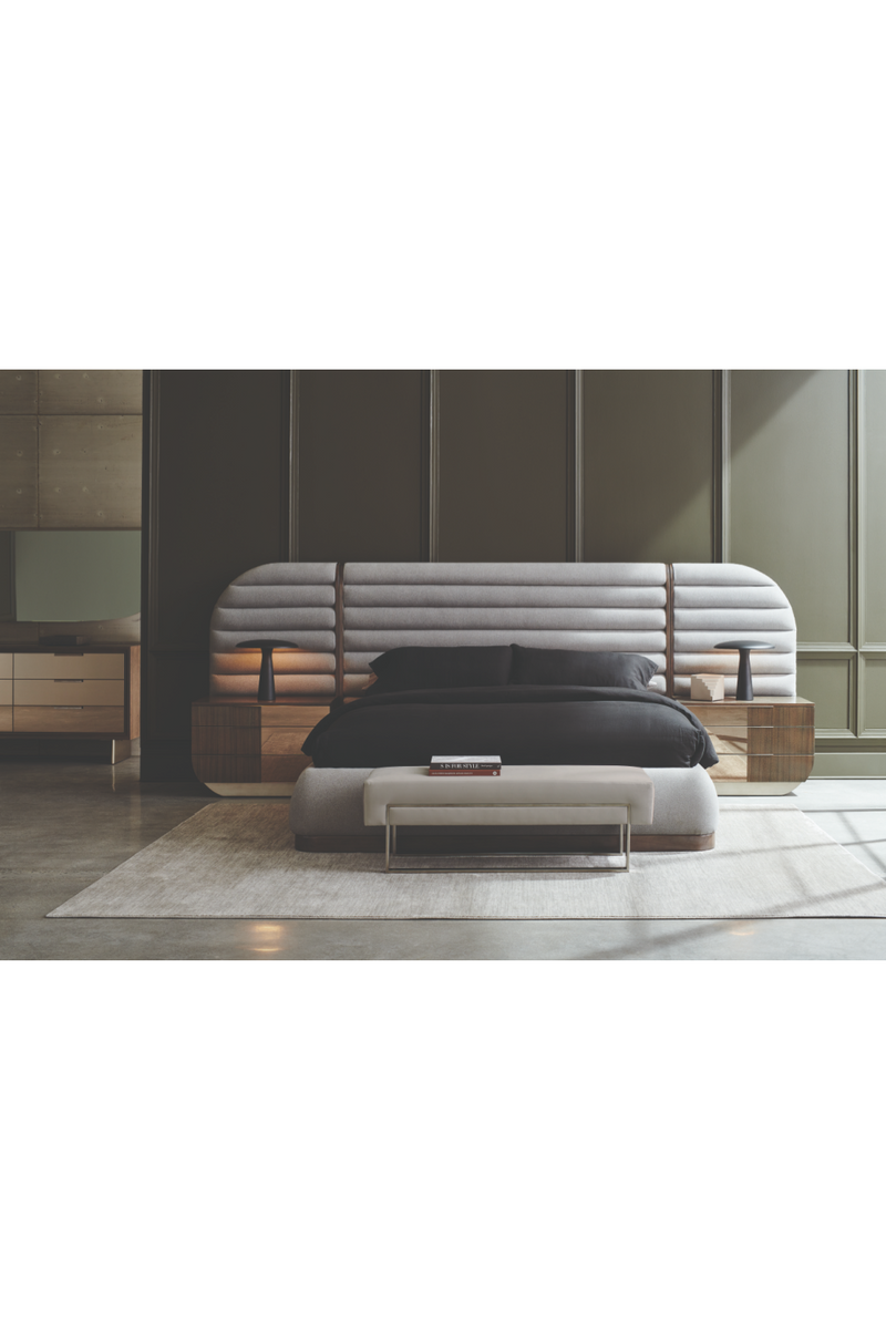 Banc Moderne en Velours Gris | Caracole La Moda | oroa.fr