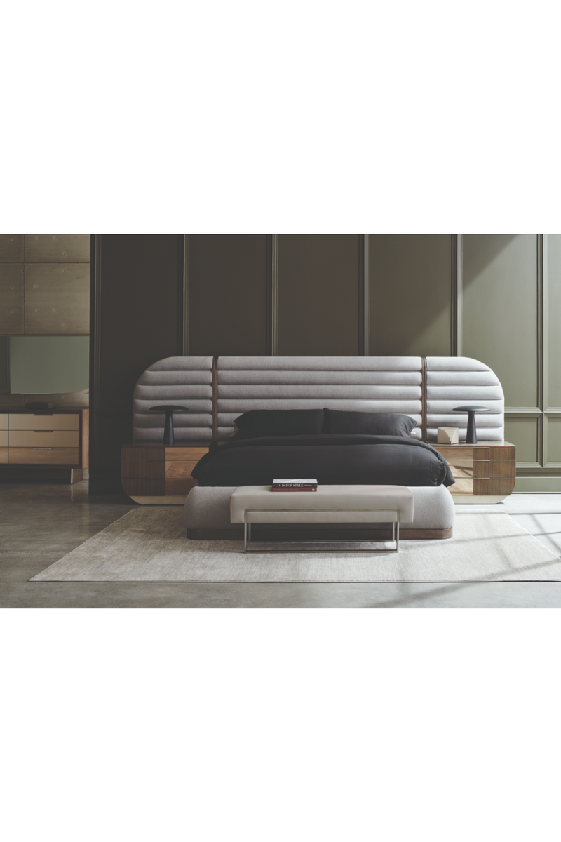 Banc Moderne en Velours Gris | Caracole La Moda | oroa.fr