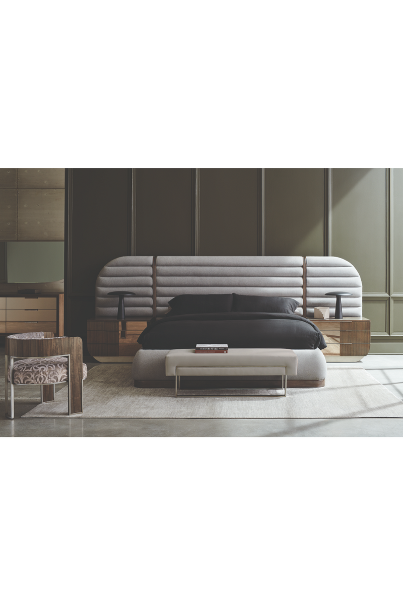Banc Moderne en Velours Gris | Caracole La Moda