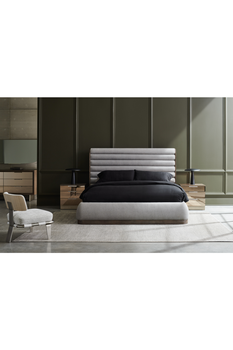 Lit Panneau Gris à Cannelures | Caracole La Moda | OROA.fr
