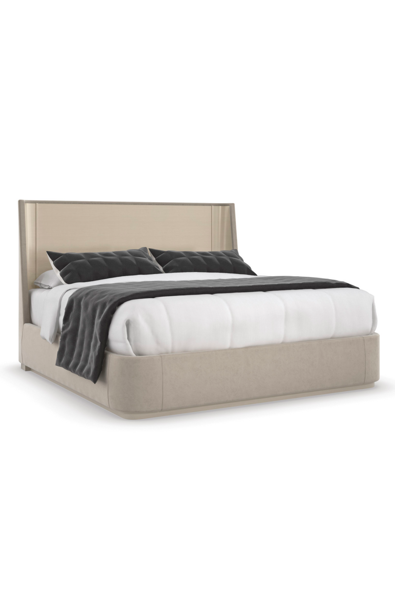 Lit Plateforme Queen en Suédine Beige | Caracole Da Vita | OROA.fr