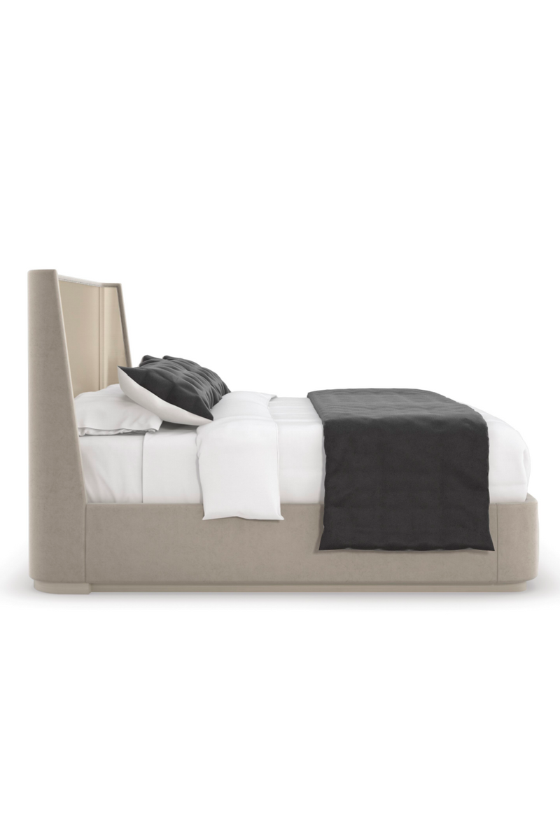 Lit Plateforme Queen en Suédine Beige | Caracole Da Vita | OROA.fr