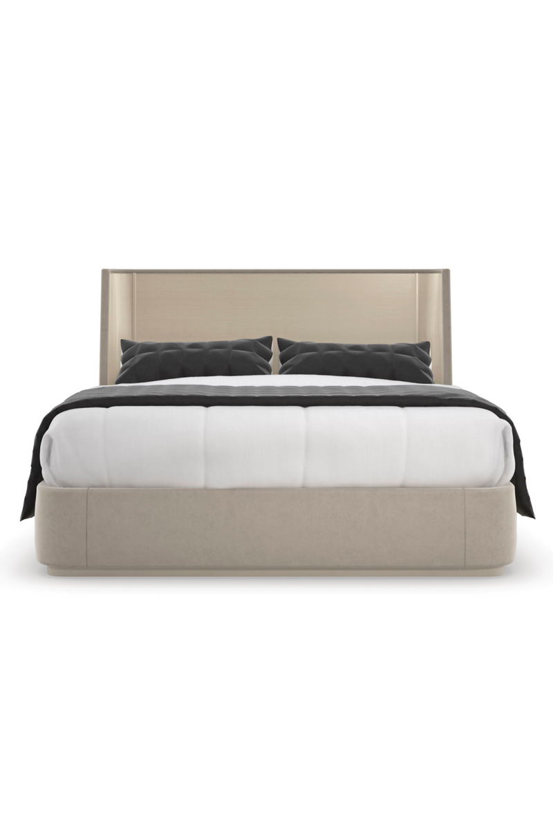 Lit Plateforme Queen en Suédine Beige | Caracole Da Vita | OROA.fr