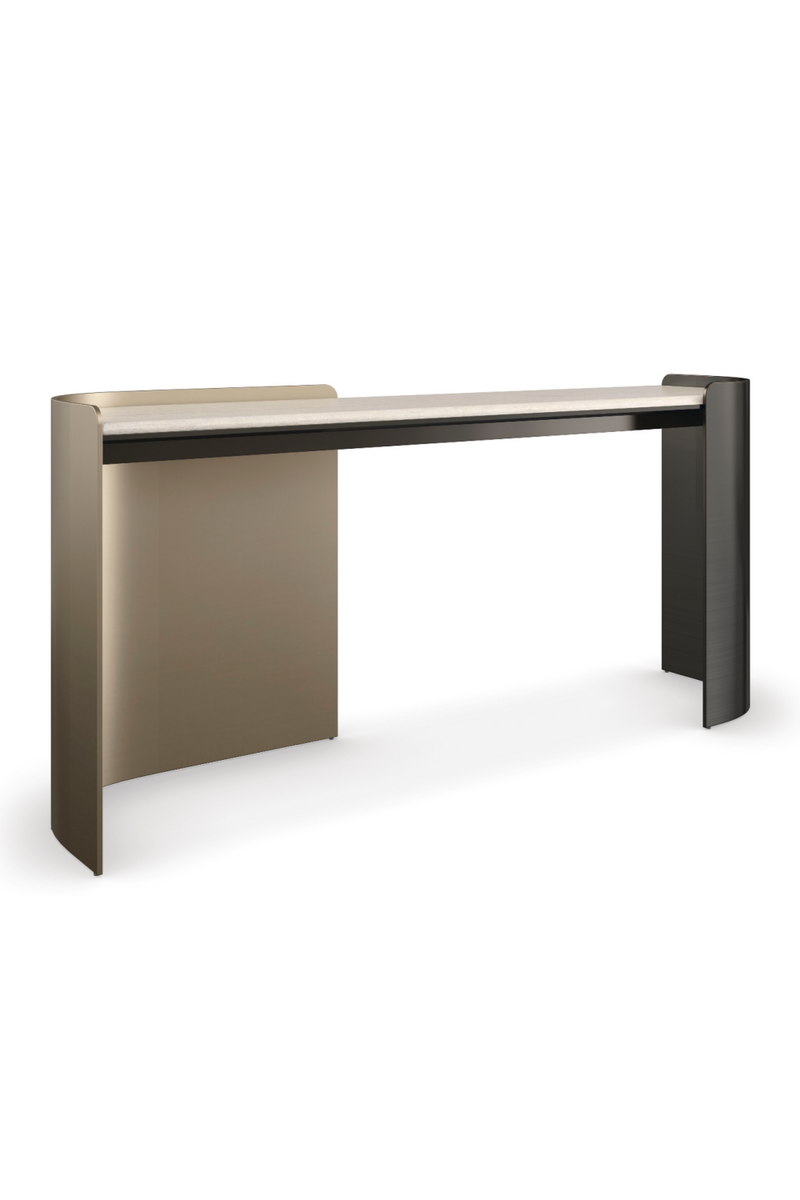 Bureau console incurvé en bois de chêne clair | Caracole Movement | Meubleluxe.fr