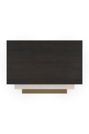 Table d'appoint gigogne en laiton, bois et travertin | Caracole Contrast | Meubleluxe.fr