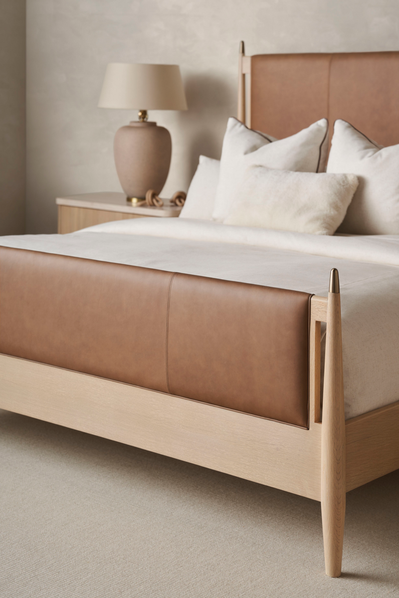 Lit en cuir marron | Caracole Rhythm | Meubleluxe.fr