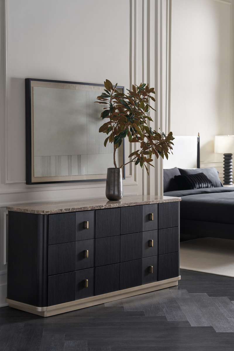 Commode à 6 portes en frêne noir | Caracole Rhythm | OROA.fr