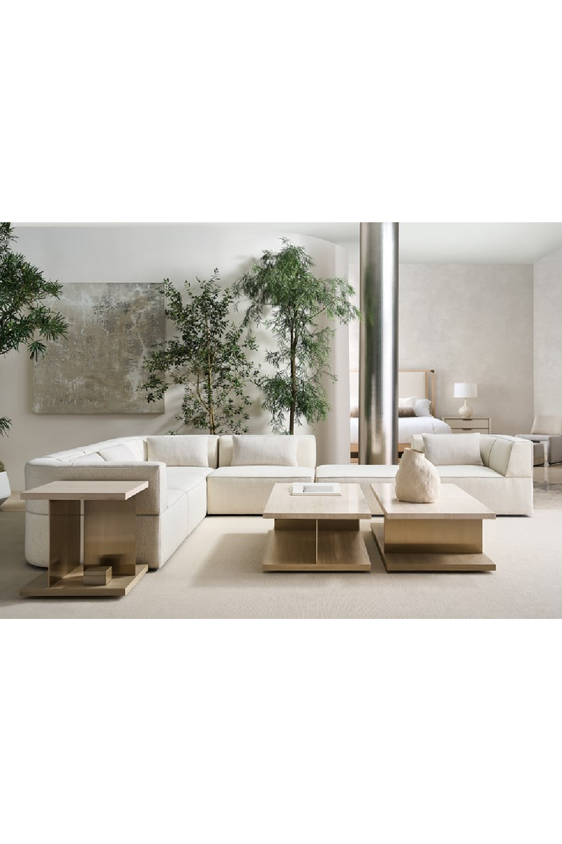 Canapé sectionnel à passepoil blanc | Caracole Marbella