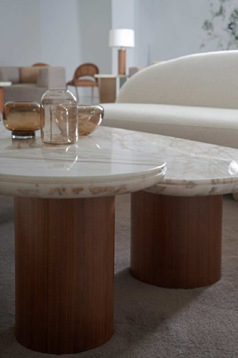 Table d’Appoint à Base Cylindrique en Noyer | Caracole Seychelles | OROA.fr