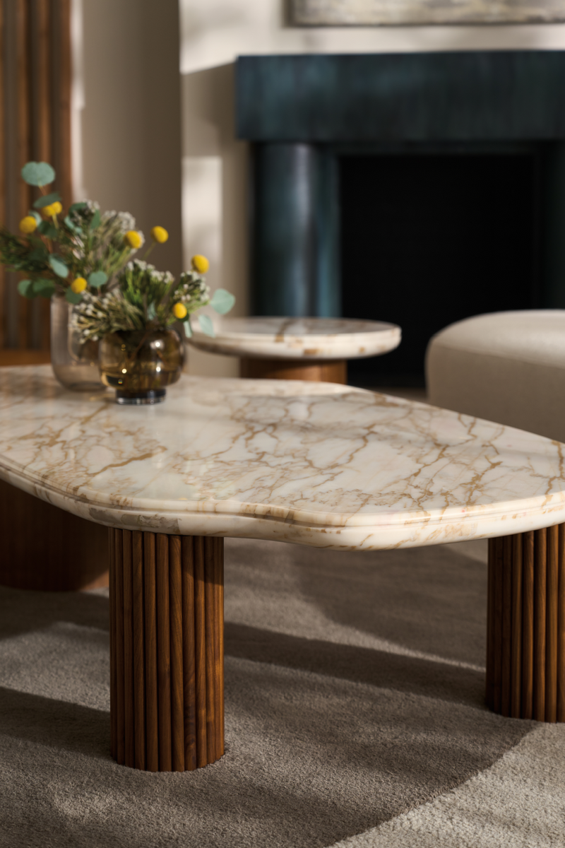 Table d’Appoint à Base Cylindrique en Noyer | Caracole Seychelles | OROA.fr