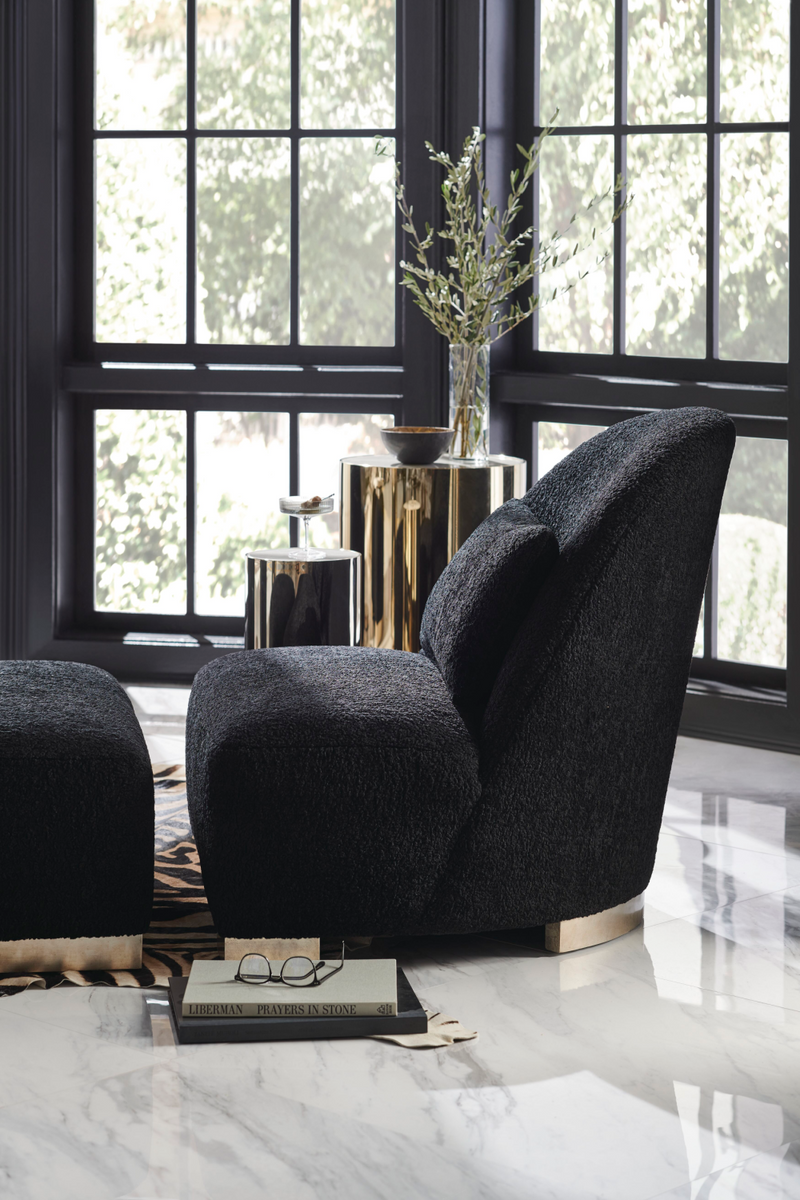 Méridienne en Shearling Noir en Demi-Cercle | Caracole Act