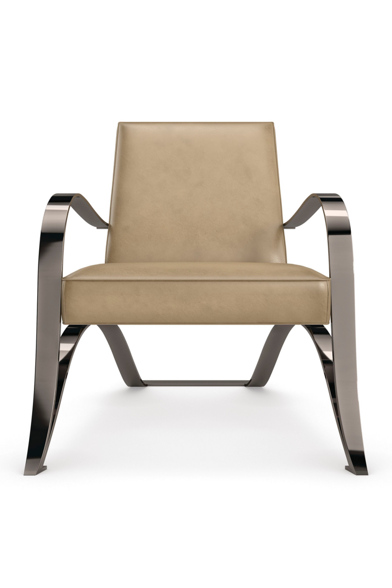 Fauteuil Lounge en Cuir Marron Clair | Caracole Opening Act | OROA.fr