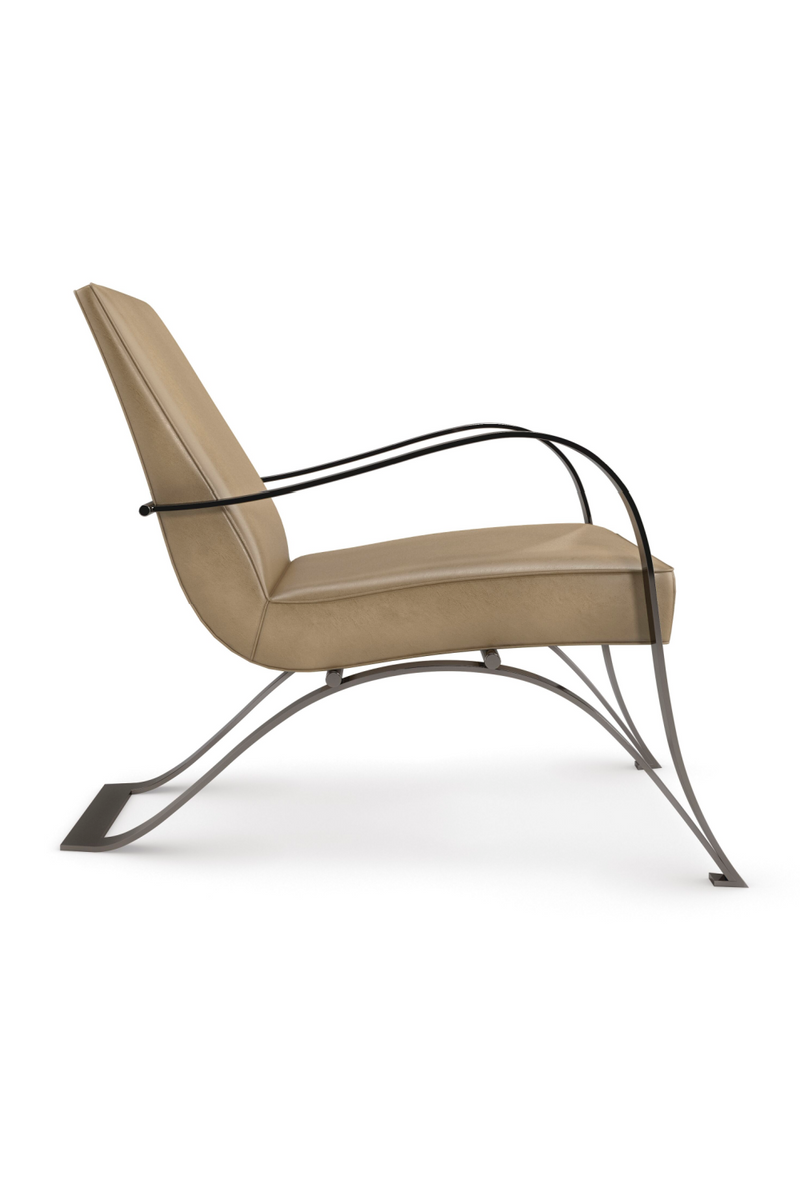 Fauteuil Lounge en Cuir Marron Clair | Caracole Opening Act | OROA.fr