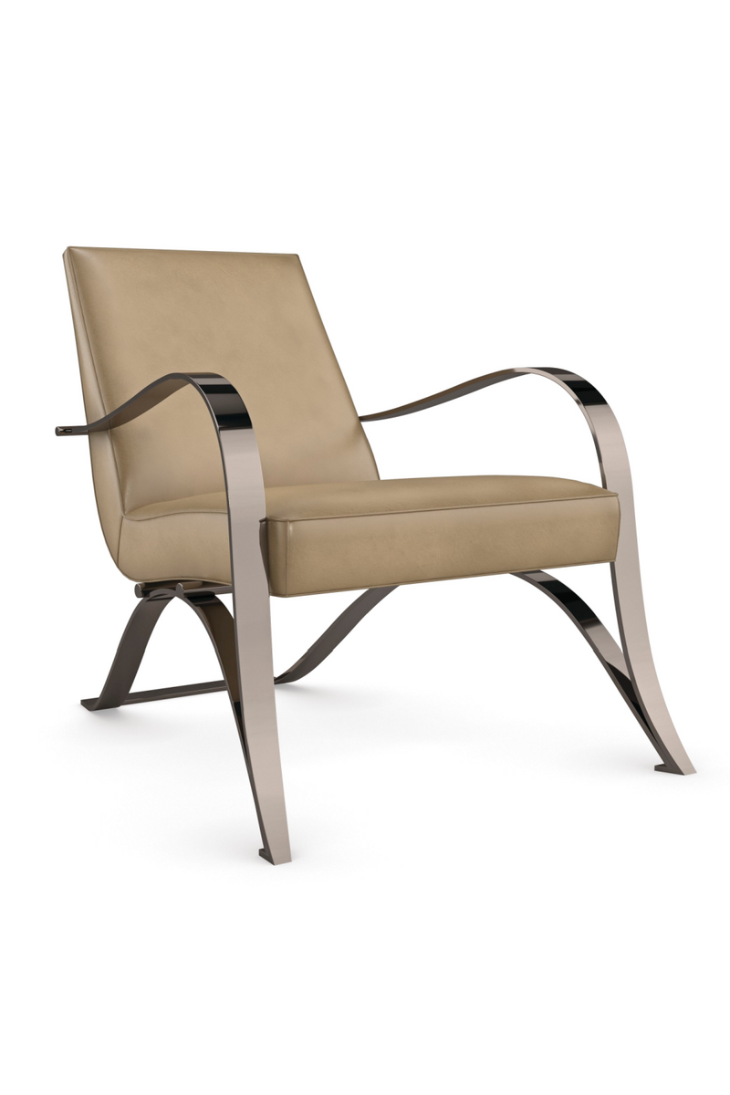 Fauteuil Lounge en Cuir Marron Clair | Caracole Opening Act | OROA.fr