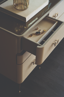 Commode en cuir et en verre fumé | Caracole Curtain Call | OROA.fr