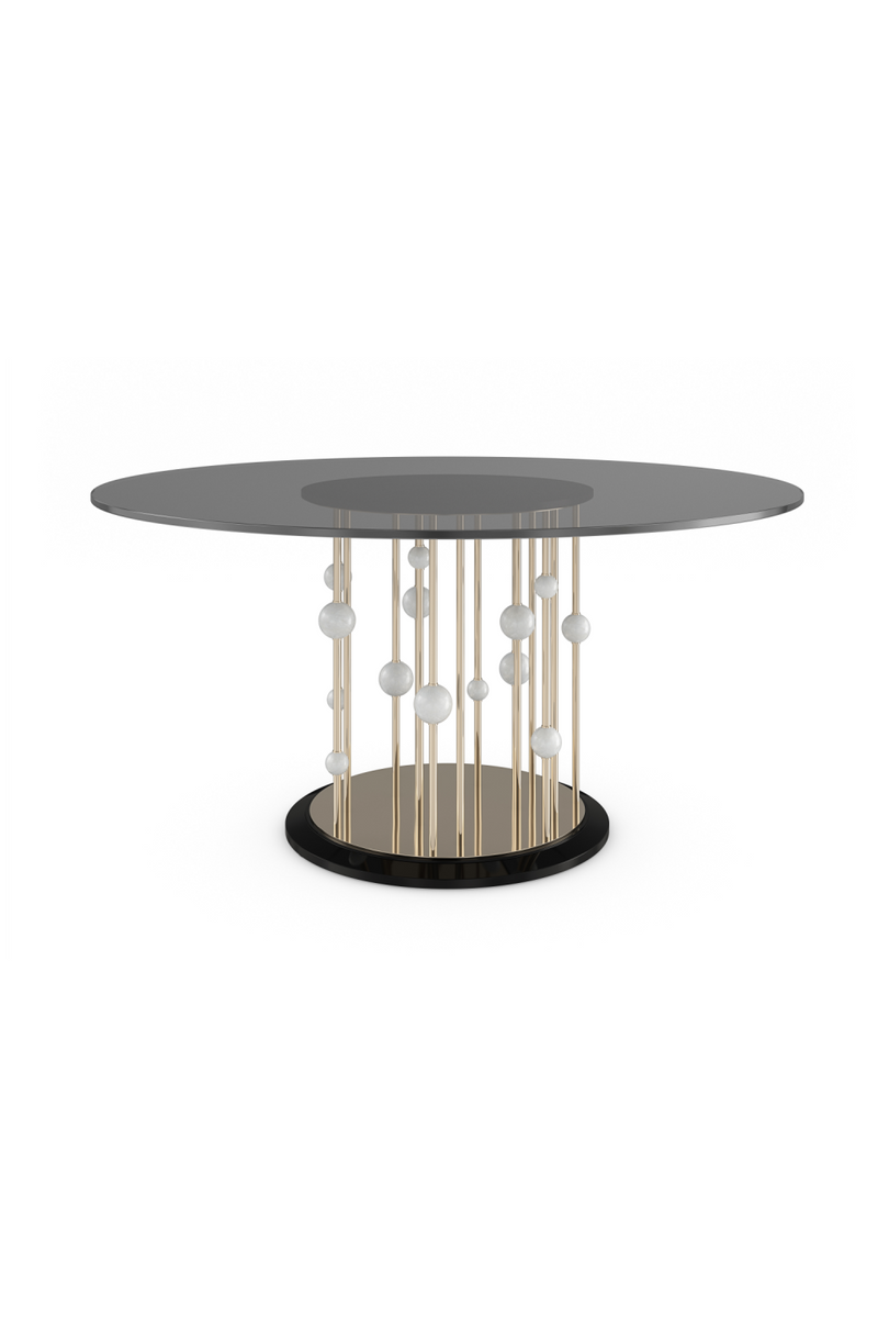 Table de salle à manger ronde en verre gris | Caracole Orbit | OROA.fr