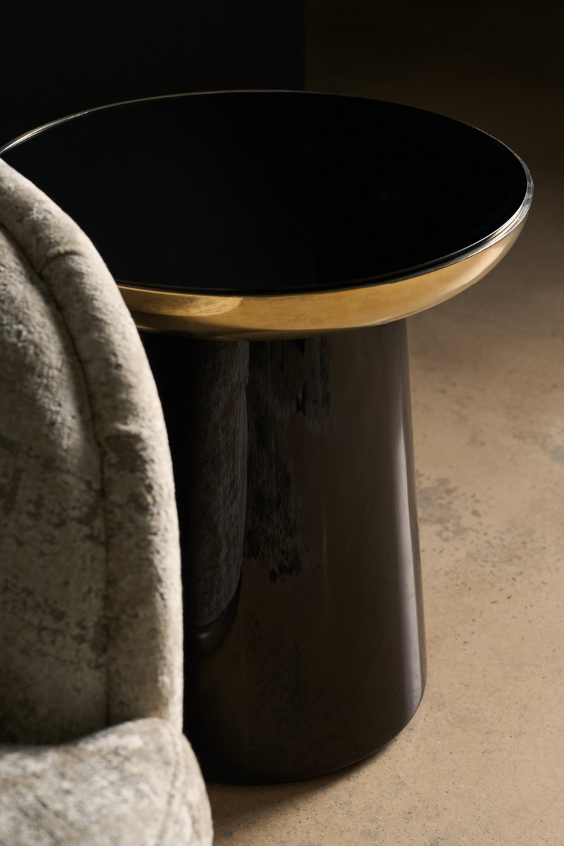 Table d’appoint avec plateau miroir noir | Caracole Umbra | OROA.fr