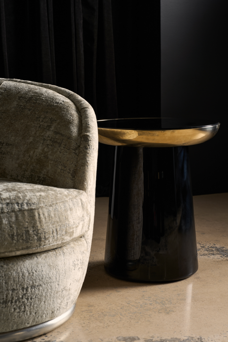 Table d’appoint avec plateau miroir noir | Caracole Umbra | OROA.fr