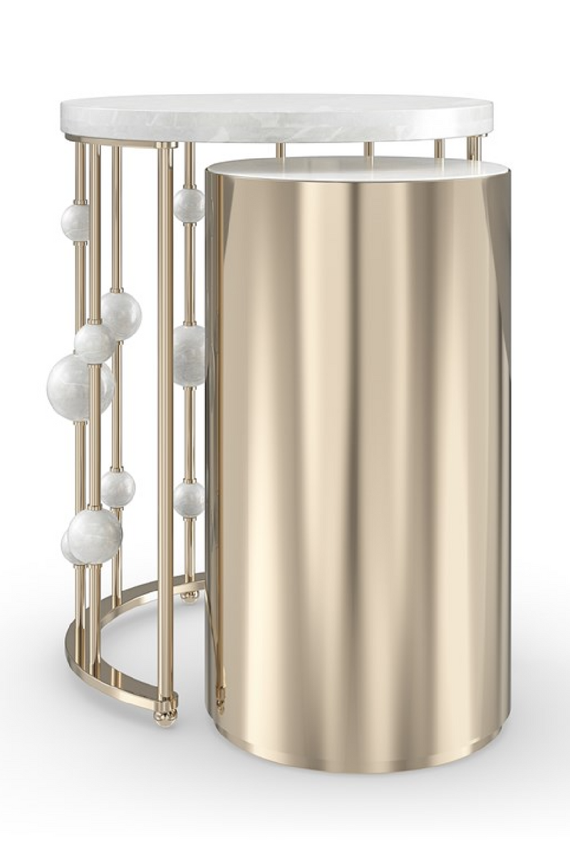 Table d’appoint gigogne en marbre blanc | Caracole Orbit | OROA.fr