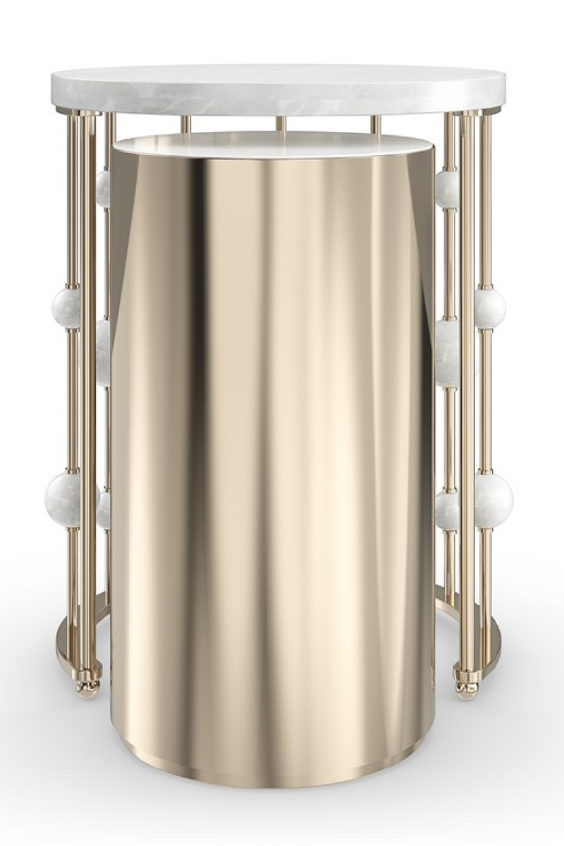 Table d’appoint gigogne en marbre blanc | Caracole Orbit | OROA.fr