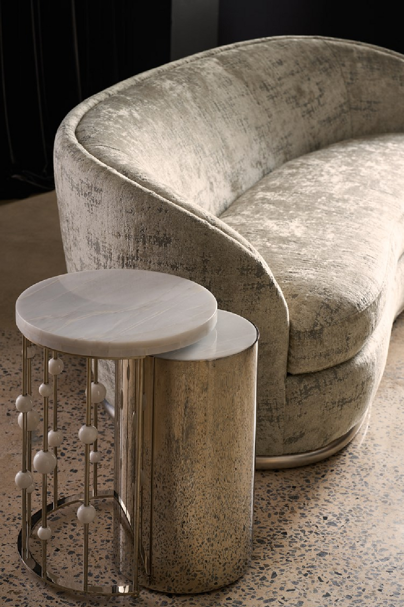 Table d’appoint gigogne en marbre blanc | Caracole Orbit | OROA.fr