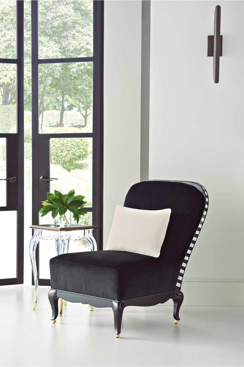 Table d'appoint en verre et marbre noir | Caracole Coquette | Meubleluxe.fr