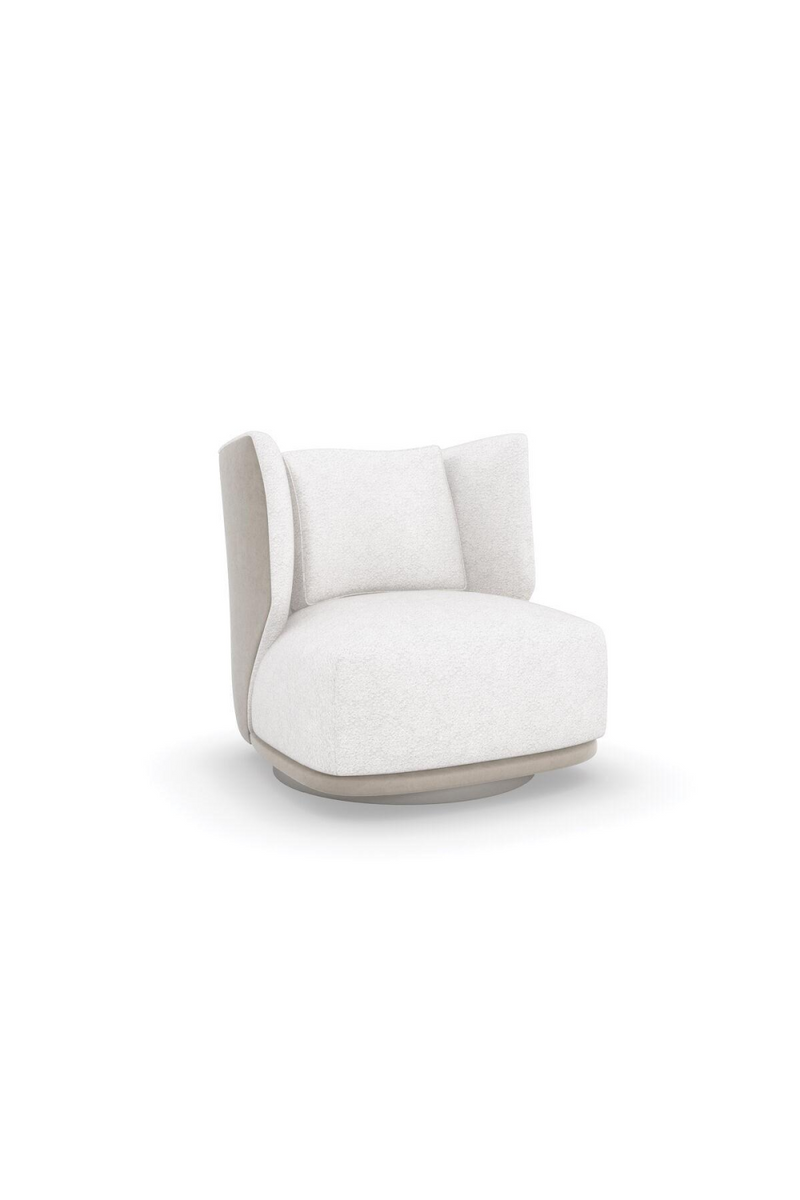 Fauteuil pivotante en bouclé crème | Caracole Seville | Meubleluxe.fr