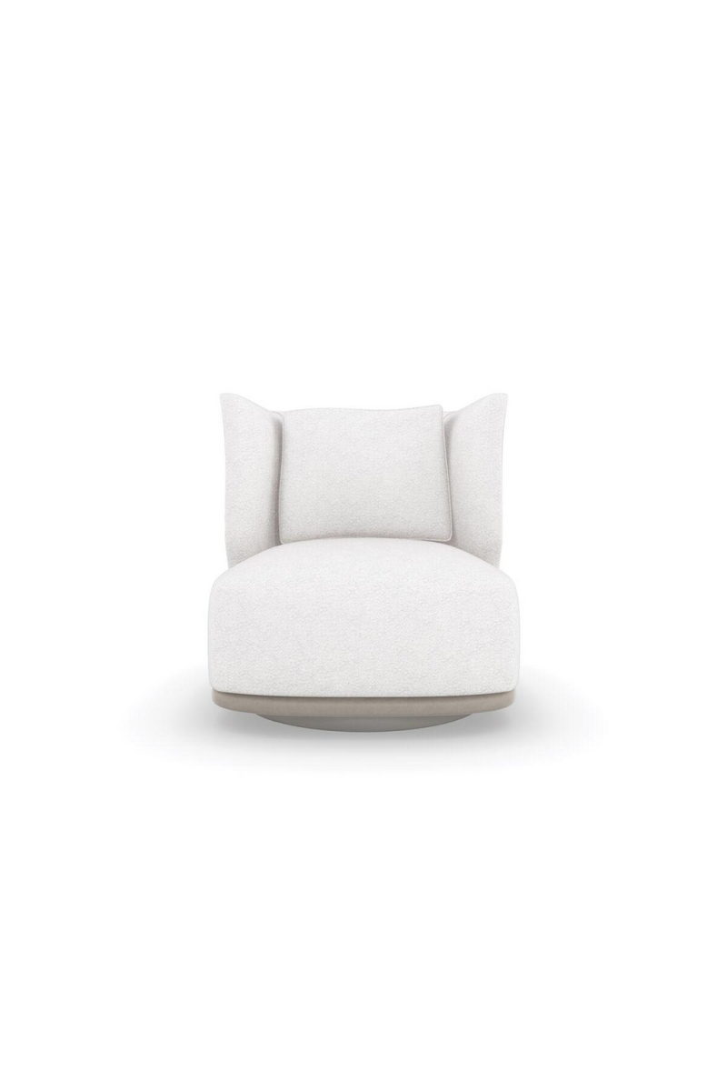 Fauteuil pivotante en bouclé crème | Caracole Seville | Meubleluxe.fr