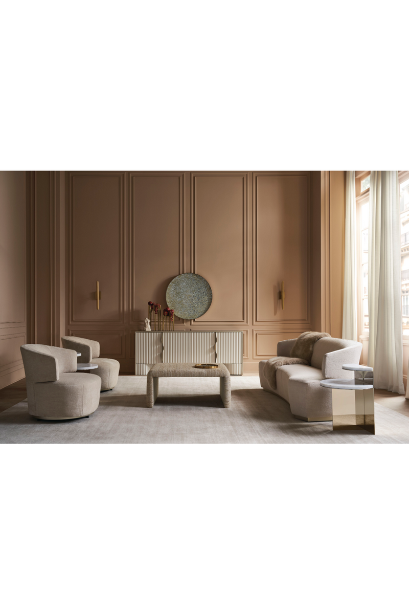 Fauteuil pivotant en velours crème | Caracole Olympia | OROA.fr
